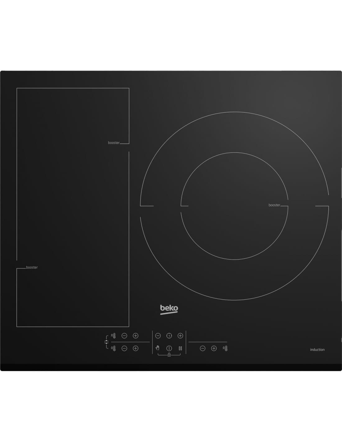 Table de Cuisson Induction 3 Foyers dont 1 zone modulaire BEKO HII63201FMTB